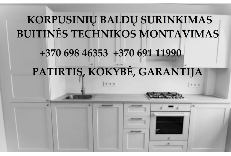 Profesionalus baldų surinkimas ir montavimas||Virtuvės baldai su garantija ir patirtimi||Buitinės technikos montavimas ir surinkimas||Kokybiškas baldų surinkimas su garantija