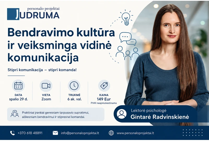 Efektyvi komunikacija – raktas ? s?km?||Seminaras: bendravimo kult?ra organizacijoje