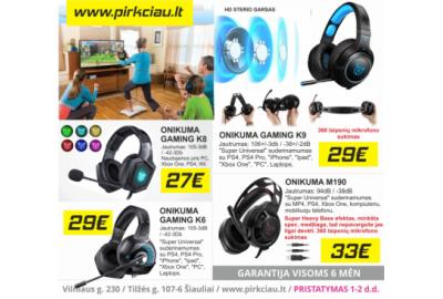 Aukščiausios klasės ONIKUMA ausinės su ryškiu garsu ir RGB apšvietimu