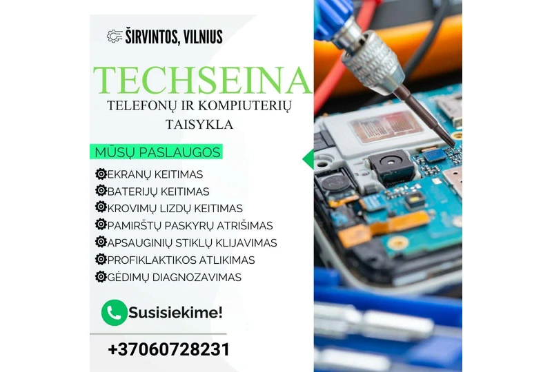 Greitai sutvarkysime jūsų išmanųjį įrenginį!||Telefono remontas nuo 20€ su garantija!||60 dienų garantija visiems remonto darbams!||Greitas remontas – dažnai tą pačią dieną!||Skubi pagalba – suteikiame ir pakaitinį telefoną!||Patyrę specialistai – 3 metų patirtis remonto srityje!