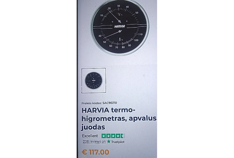 Atidžiai matuokite pirtos temperatūrą ir drėgmę su Harvia