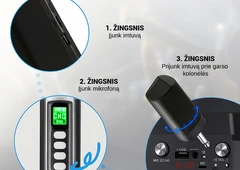 Belaidė dviguba mikrofonų sistema su 2.4 GHz ryšiu iki 30 m