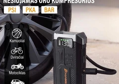 Universalus 3in1 auto užved?jas, kompresorius||Naujas galingas jump starteris su kompresoriumi||Viskas viename: užvesk auto ir prip?sk padangas||Ne?kainojamas pagalbininkas kiekvienoje kelion?je||Gelb?tojas kelyje: užved?jas, pompa ir powerbank||Skubus auto užvedimas be papildomos pagalbos
