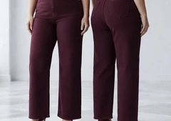 Burgundiški Wide Leg džinsai – šio sezono TOP||Madingi vyno spalvos džinsai XS–4XL