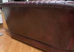 Bordo spalvos odiniai baldai - dviejų fotelių ir sofos komplektas