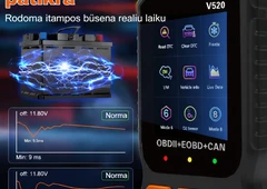 OBD2 skaitytuvas: greita gedimų diagnostika be baterijų