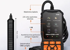 OBD2 skaitytuvas be baterijų | Diagnostika realiu laiku | Spalvotas ekranas